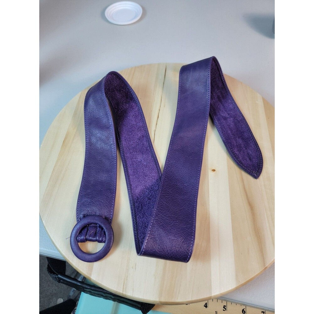 Cuoiofficina Firenze Purple Women’s Wide Waist Belt Round Buckle Adjustable - Picture 7 of 16